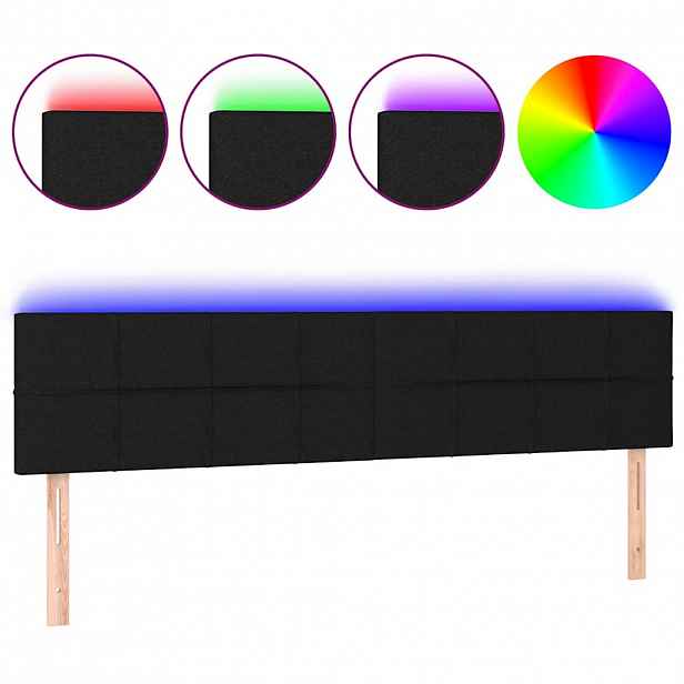 vidaXL Čelo postele s LED černé 180x5x78/88 cm textil