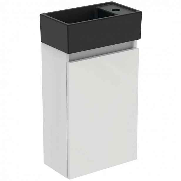 Ideal Standard Eurovit+ - Skříňka s umývátkem, 55x35x20 cm, 1 dvířka, lesklá bílá/hedvábná černá R0578WG