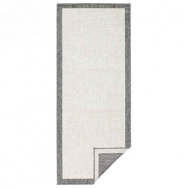 Šedo-krémový venkovní koberec Bougari Panama, 80 x 250 cm