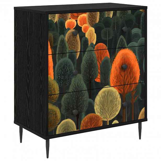 vidaXL Příborník ZAANDAM Tisk na les 66 x 36,5 x 76 cm Černý dub