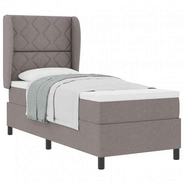 vidaXL Postel s boxspringem s čelo Taupe 80 x 200 cm textil