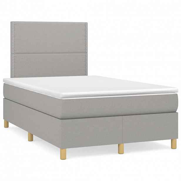 vidaXL Box spring postel s matrací světle šedá 120 x 200 cm textil