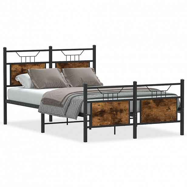 vidaXL Rám postele bez matrace kouřový dub 120x200 cm kompozitní dřevo