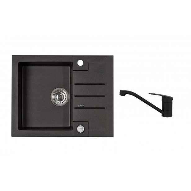 Alveus - Set dřezu Rock 30 a baterie Clara, s ovládáním odpadu, carbon SETA25869