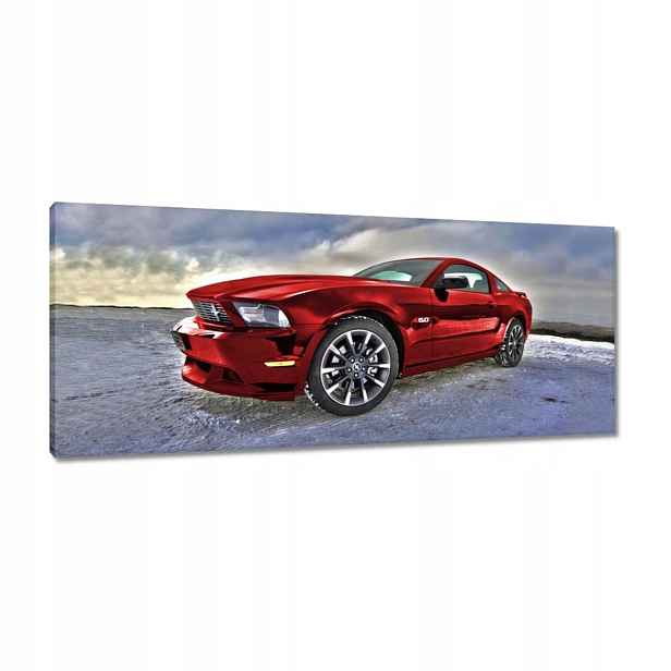 Obrazy 100x40 Červený Mustang Sníh