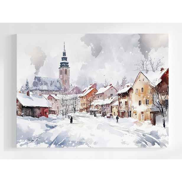 Plakát Polské Město Kamienice Ulice Kostel Zima 100x75