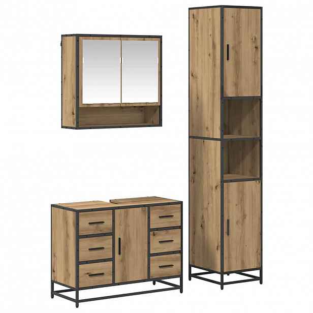 vidaXL Sada koupelnového nábytku 3 ks Artisanový dub 90 x 33 x 60 cm
