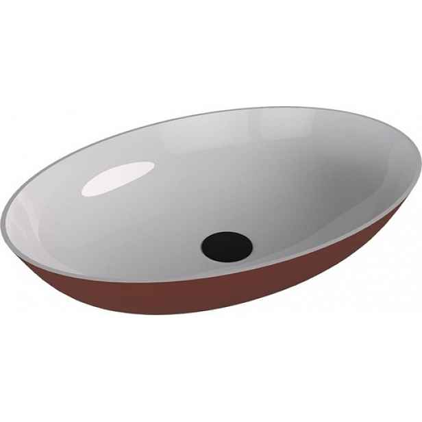 Umyvadlo na desku Polysan Banera 60x40 cm bílá/hnědá mat bez přepadu 14397.72