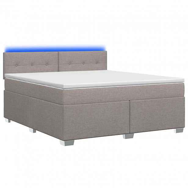 vidaXL Box spring postel s matrací a LED Taupe 180 x 200 cm Textil