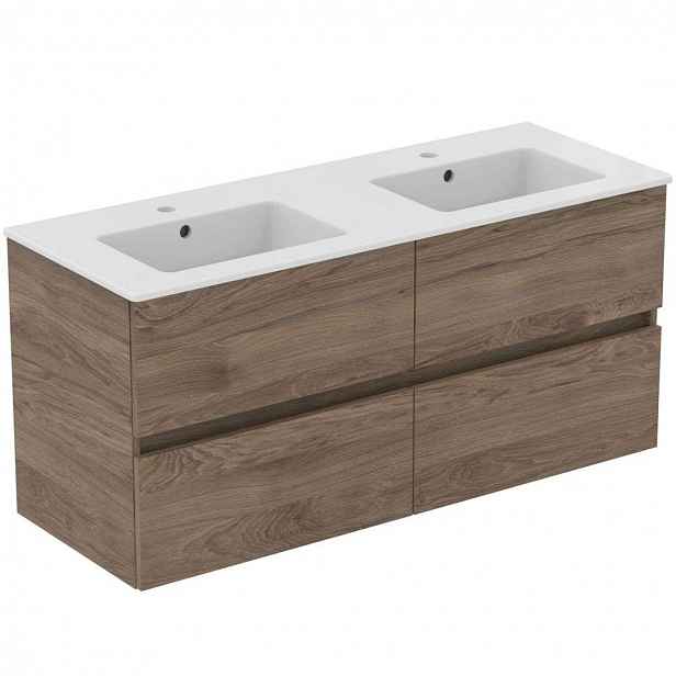 Ideal Standard Eurovit+ - Skříňka s dvojumyvadlem, 55x120x44 cm, 4 zásuvky, ořech R0577Y9