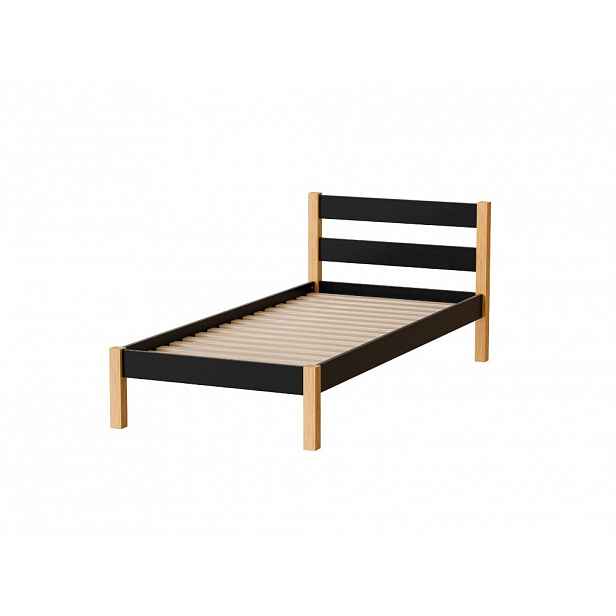 Jednolůžková postel 90x200 MONROA - dub / černá