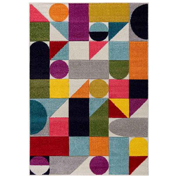 Koberec mládežnický geometrický barevný 120x170 cm měkký, voděodolný