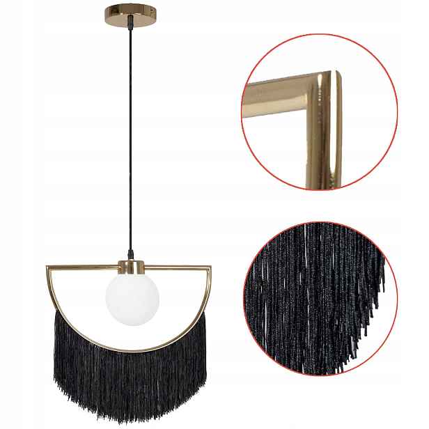 Závěsná lampa Boho E27 Zlatá Černá Šňůrková Závěsná lampa do obývacího pokoje Zlatá