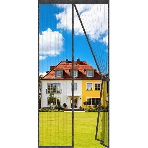 Moskytiéra Auxmir 120 x 240 cm černá s magnetickými dveřmi bez vrtání