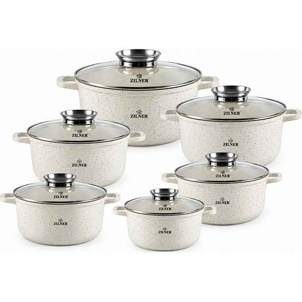 Sada mramorových hrnců Sada 12 kusů Zilner Premium Aroma Knob