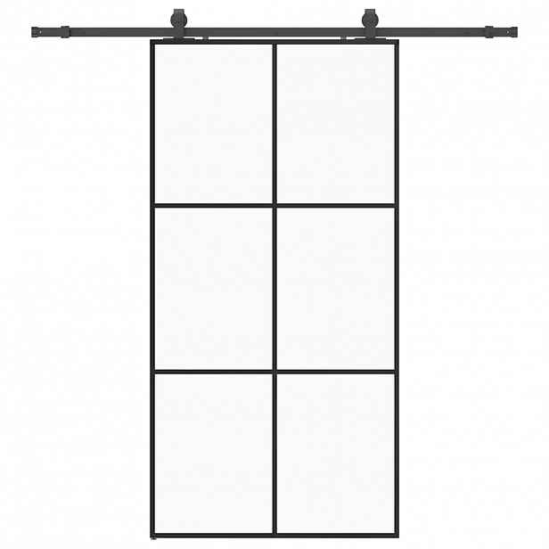 vidaXL Posuvné dveře se sadou kování černé 102x205 cm ESG Glass