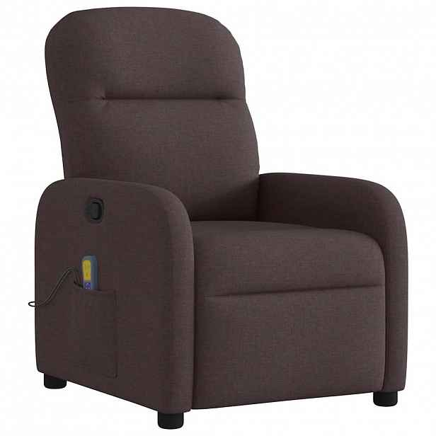 vidaXL Masážní polohovací křeslo tmavě hnědé textil