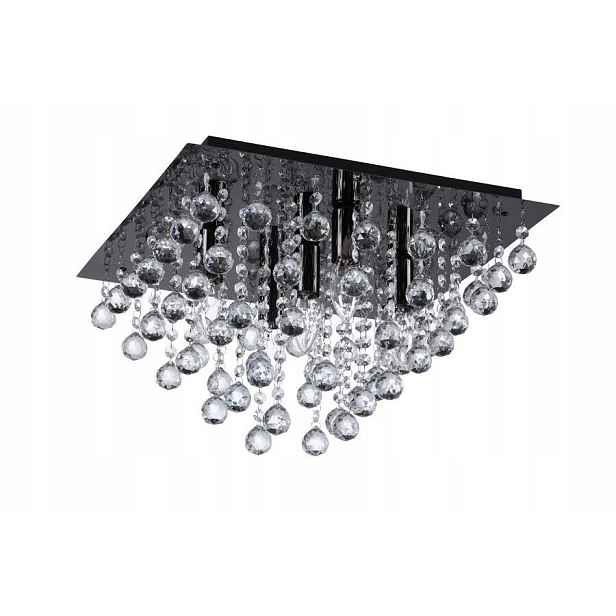 Stropní svítidlo glamour černé s krystaly čtvercové 42 cm Reality