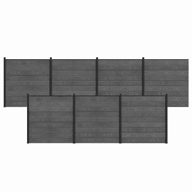 vidaXL Sada plotů 7 ks 1218 x 186 cm WPC a hliník Šedá