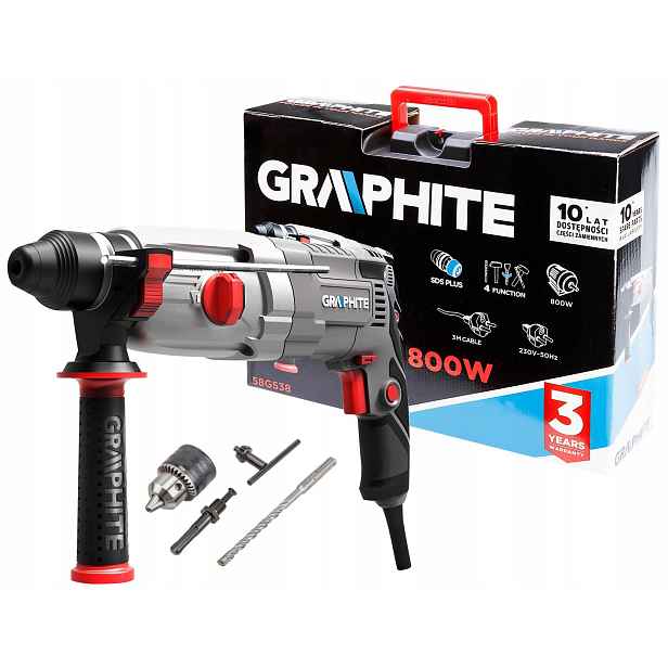 Síťová vrtačka Sds Plus 800W 28J v kufru Graphite