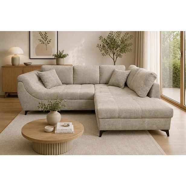 P & B ROHOVÁ SEDAČKA, textil, béžová