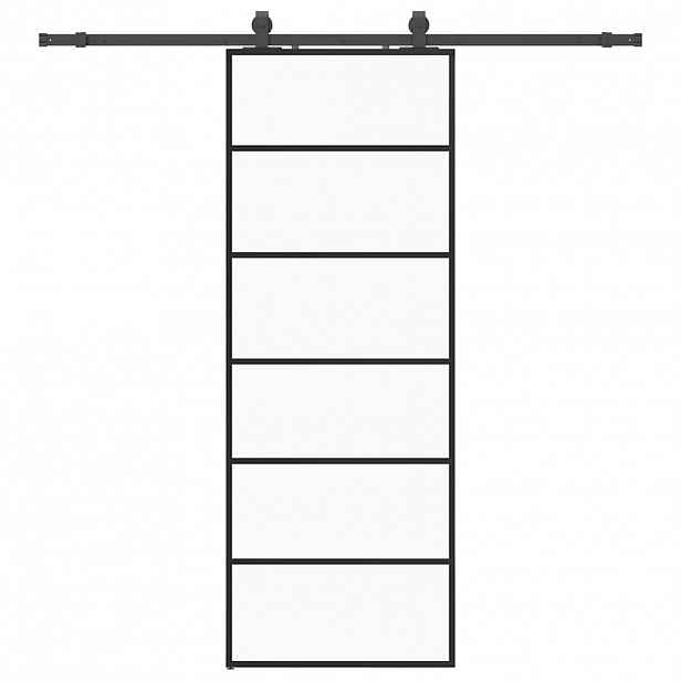 vidaXL Posuvné dveře se sadou kování černé 76x205 cm ESG Glass