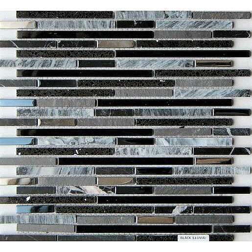 Mozaika Lluvia negro 30x30 cm mat / lesk LLUVIANE
