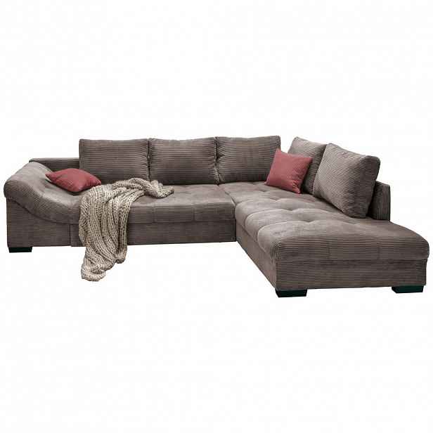 P & B ROHOVÁ SEDAČKA, textil, šedohnědá