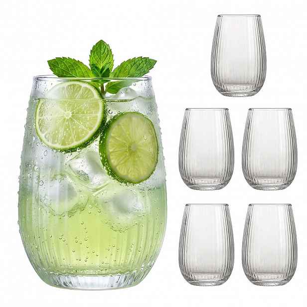 Relaxdays SKLENICE Průhledná 6ks-Set Sklo 400 ml