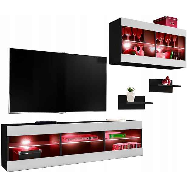 Sada Rtv nábytku Tivoli SET3 Černá/Bílá, Rgb Led