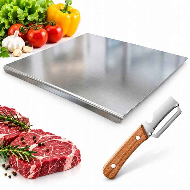 Vál Kovová Krájecí Deska Ocelová Nerezová Ocel 40x30 cm Inox