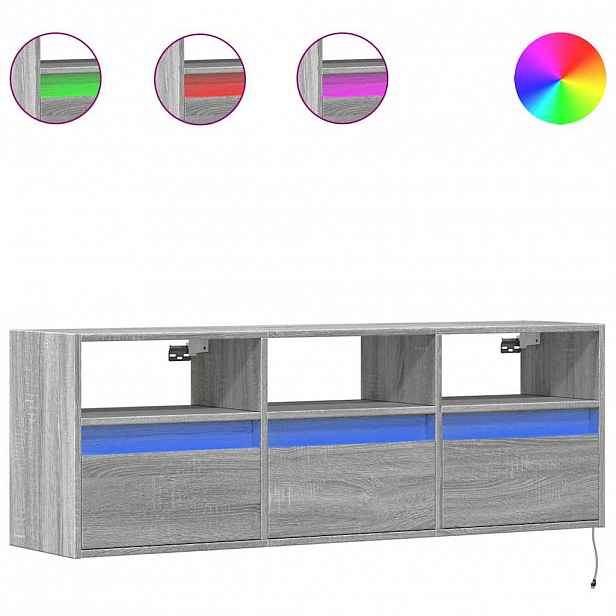 vidaXL Nástěnná TV skříňka s LED osvětlením šedá sonoma 130x31x45 cm