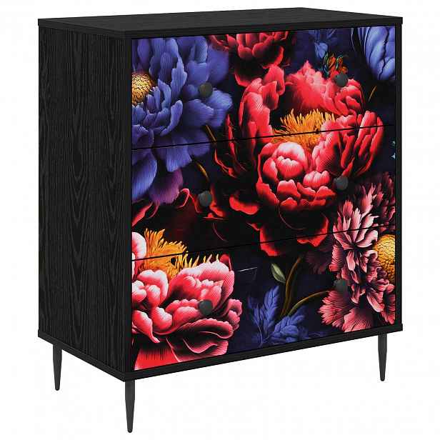 vidaXL Příborník KIEL Tmavě pivoňkový potisk 66 x 36,5 x 76 cm