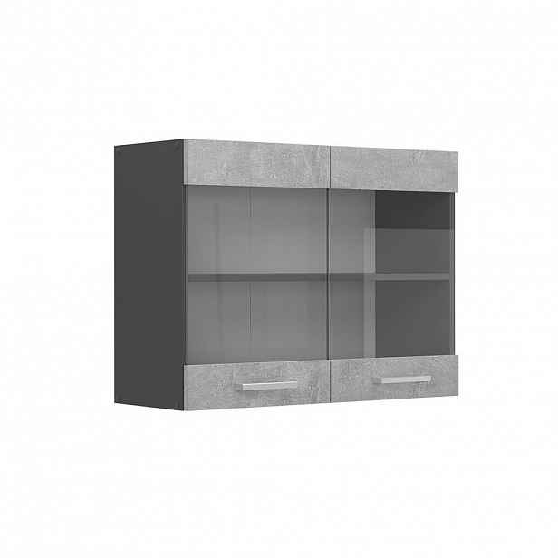 Vicco SKLENĚNÁ KUCHYŇSKÁ SKŘÍŇKA R-Line Beton 80 cm
