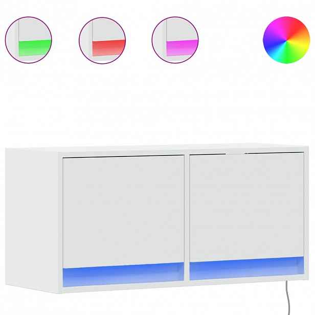 vidaXL Nástěnná TV skříňka s LED osvětlením bílá 80 x 31 x 35 cm