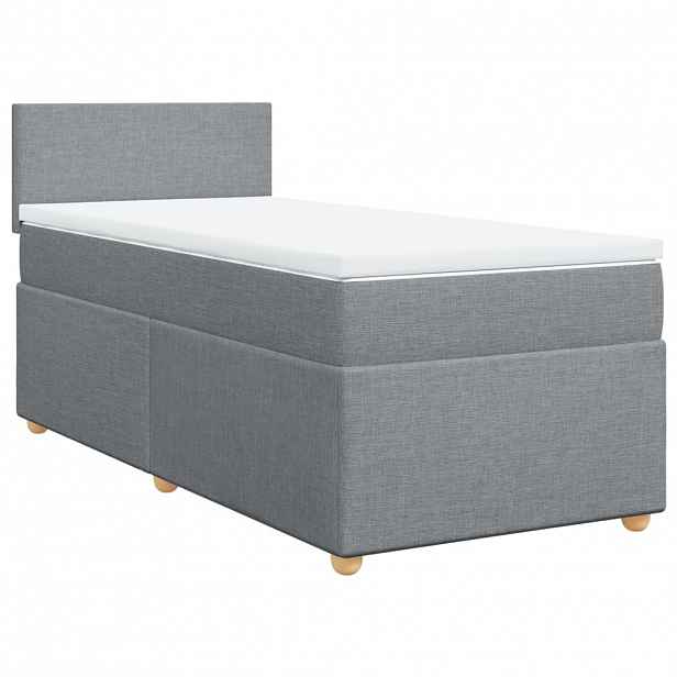 vidaXL Box spring postel s matrací světle šedá 90x190 cm textil