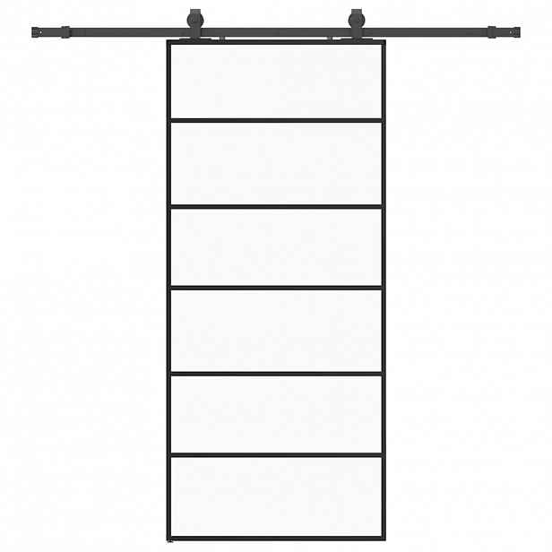 vidaXL Posuvné dveře se sadou kování černé 90x205 cm ESG Glass