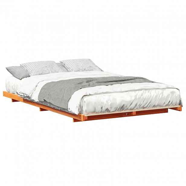 vidaXL Rám postele Voskově hnědá 135 x 190 cm Masivní borové dřevo