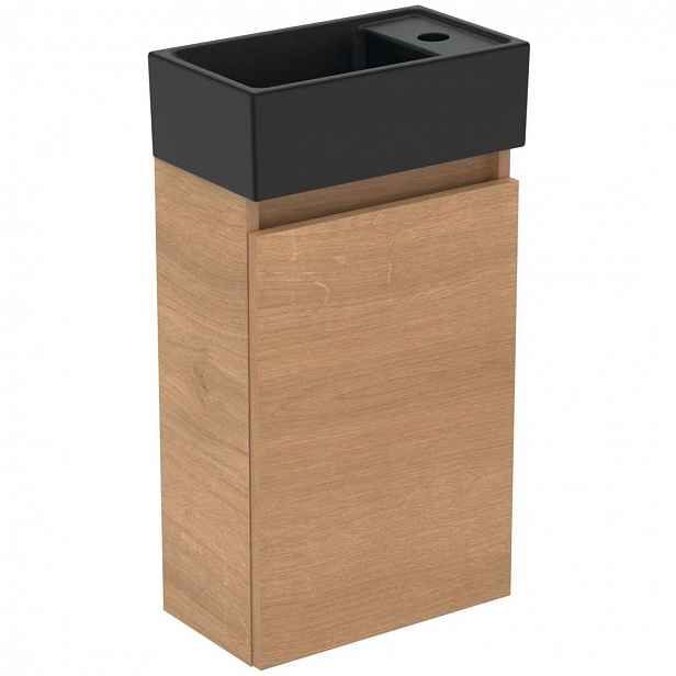 Ideal Standard Eurovit+ - Skříňka s umývátkem, 55x35x20 cm, 1 dvířka, přírodní dub/hedvábná černá R0578Y8