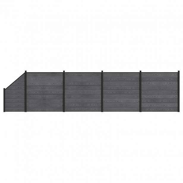vidaXL Sada plotů 5 ks 792 x 186 cm WPC a hliník Šedá