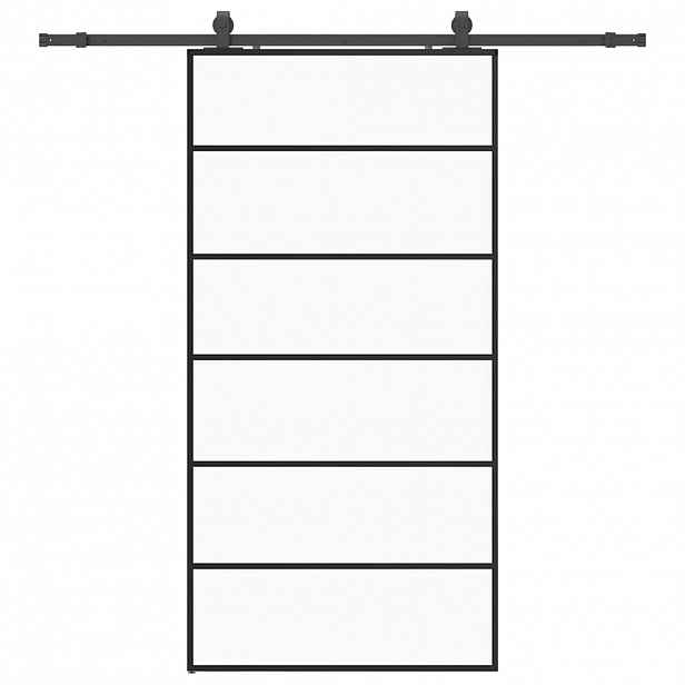 vidaXL Posuvné dveře se sadou kování černé 102x205 cm ESG Glass