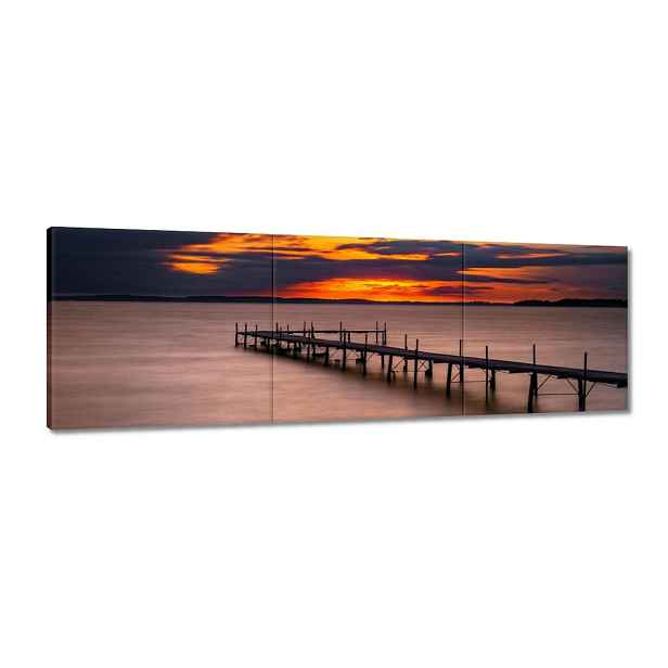 Obrazy 120x40 Most jezero Západ
