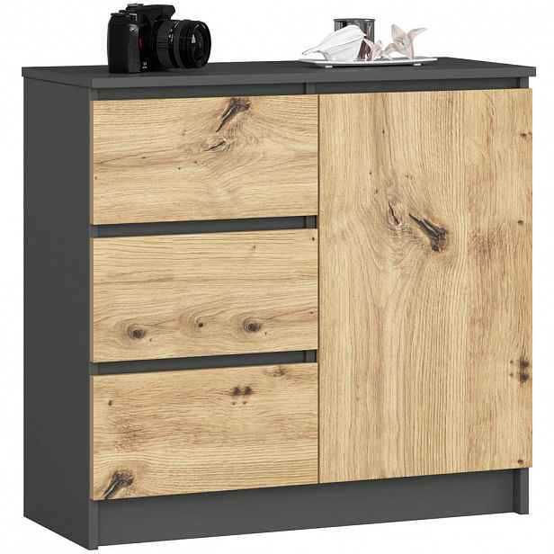 RAUMHIRSCH FURNITURE KOMODA grafitově šedá, dub Artisan 77/80/35