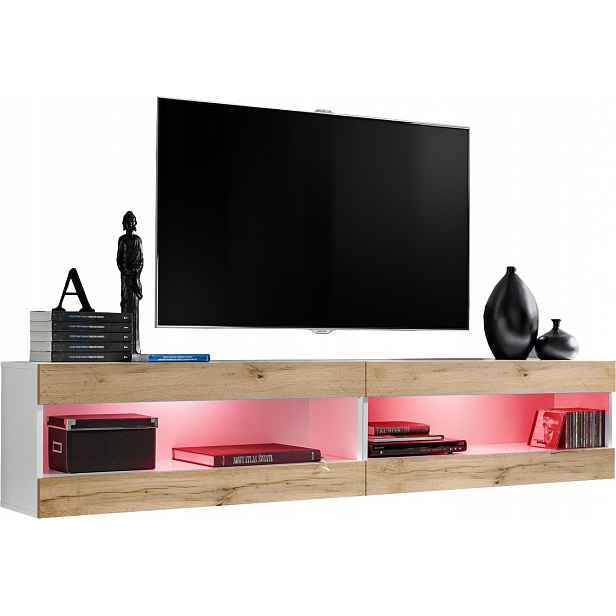 Sada nábytku Rtv Tivoli SET4 Bílá/Dub Wotan, Rgb Led