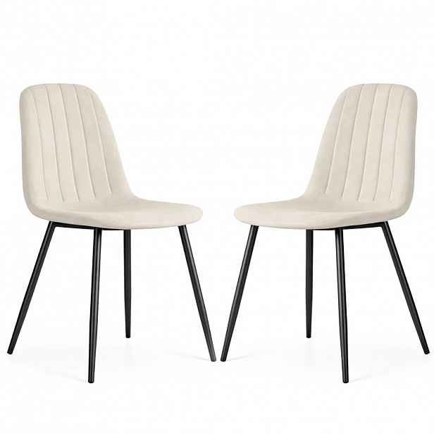 Set 2x prošívaná jídelní židle LIROLIA - béžová / černá