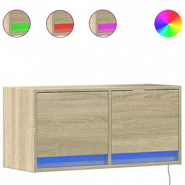 vidaXL Nástěnná TV skříňka s LED osvětlením dub sonoma 80 x 31 x 35 cm