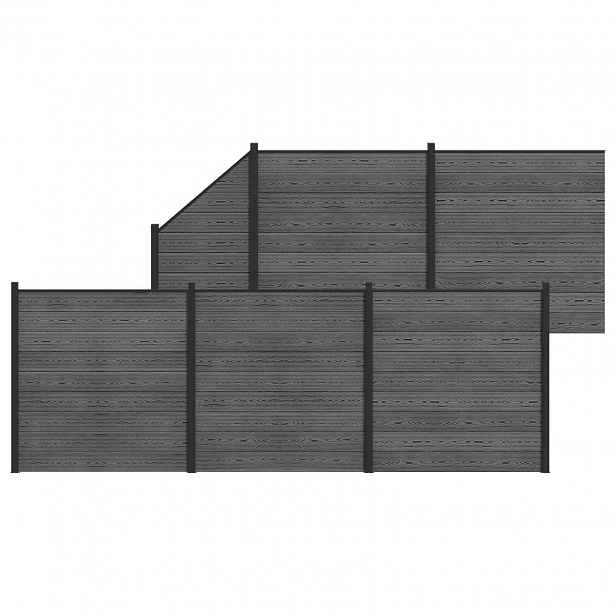 vidaXL Sada plotů 6 ks 965 x 186 cm WPC a hliník Šedá