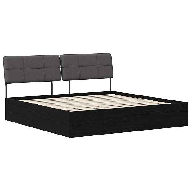 vidaXL Dvoulůžková postel s čelem černý dub a tmavě šedá 200 x 200 cm