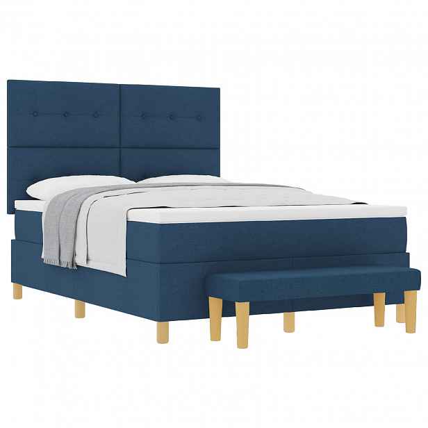 vidaXL Postel s boxspringem s čelo Modrá 200 x 140 cm textil