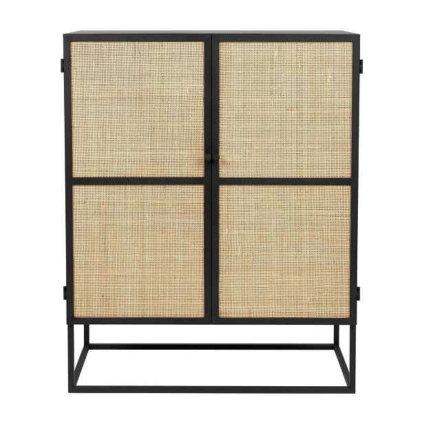 Černá ratanová vysoká komoda 80x100 cm Guuji - White Label